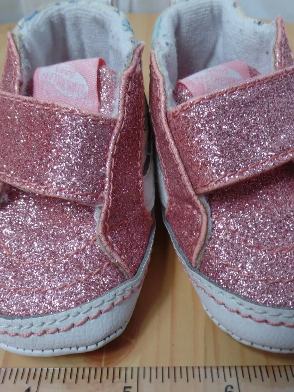 Vans Sea Glitter Baby Soft Bottom Sneakers Pink Glitter Baby Girl Size 2